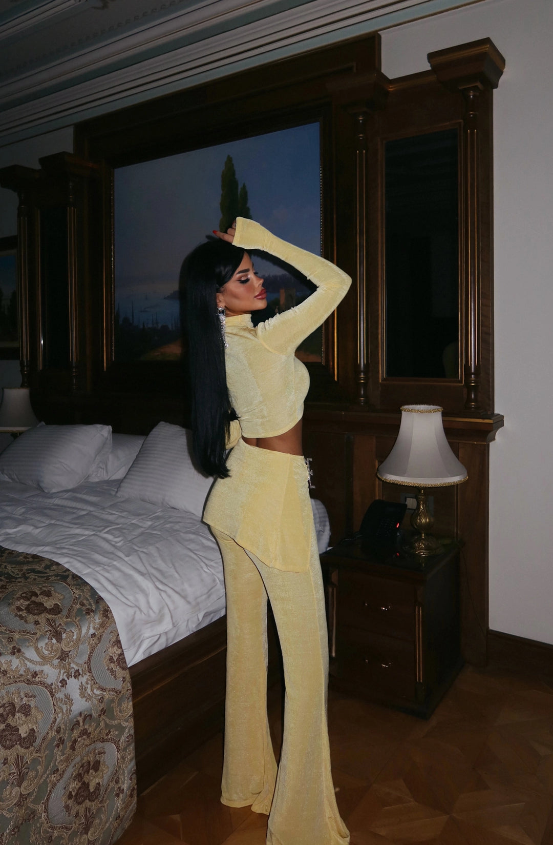 EYY Women Yellow Slit Detail Suit with Pants - The Villages