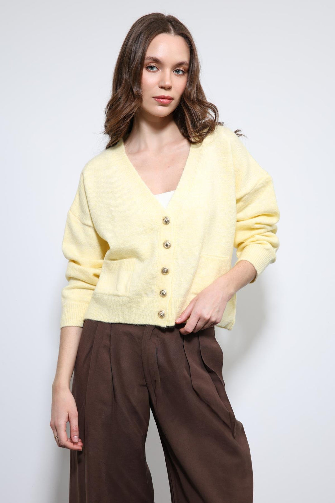 ANT Antioch Sarı Yün Karışımlı Örme Triko Hırka - Port Macquarie