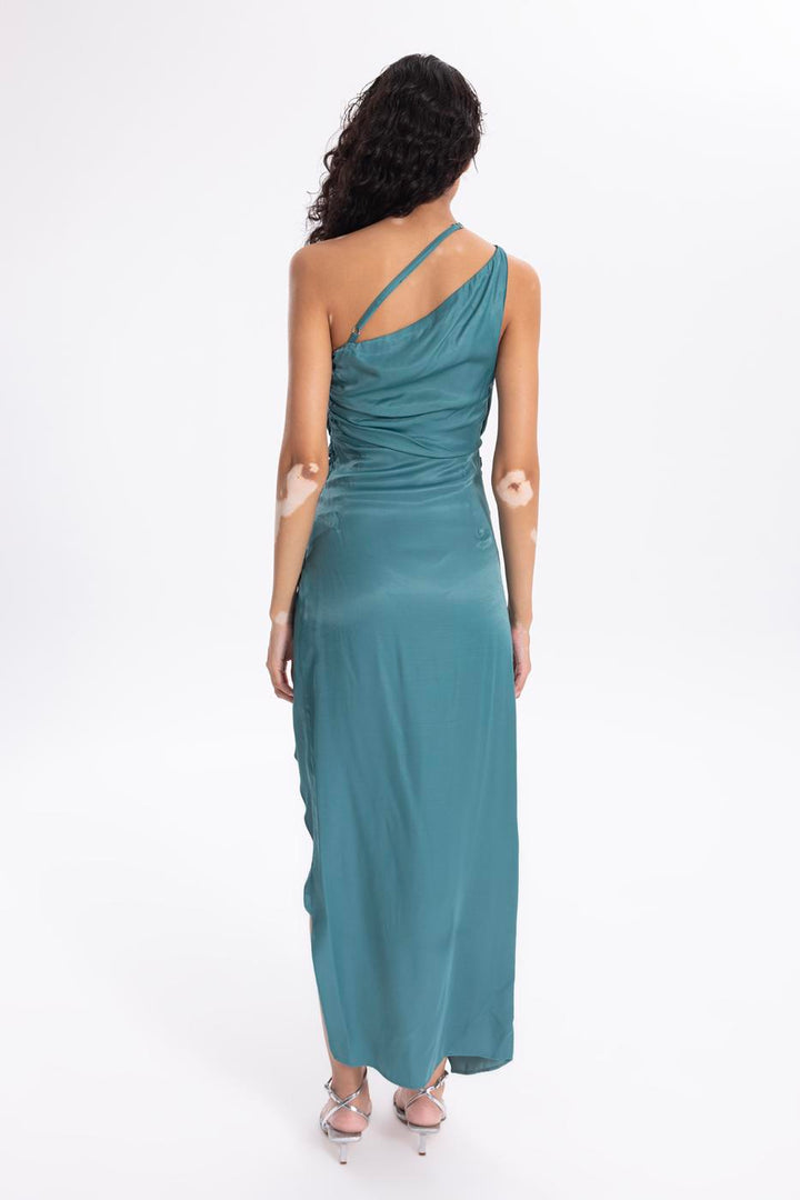 BSL Women Satin Asymmetrical Midi Dress - Caltagirone