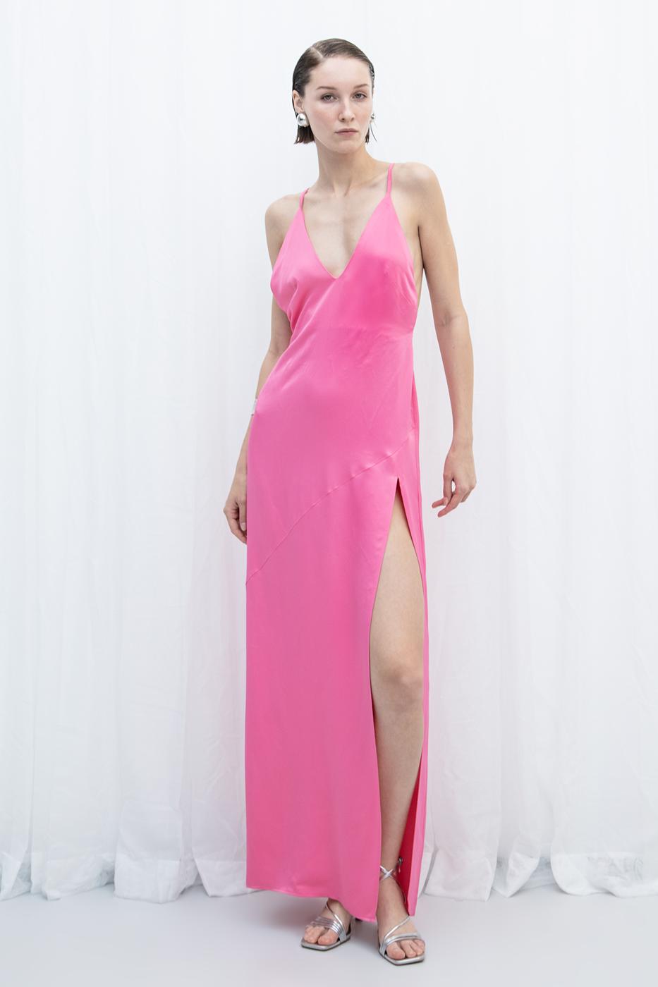 BSL Women Satin Strap Maxi Dress - Arcadia