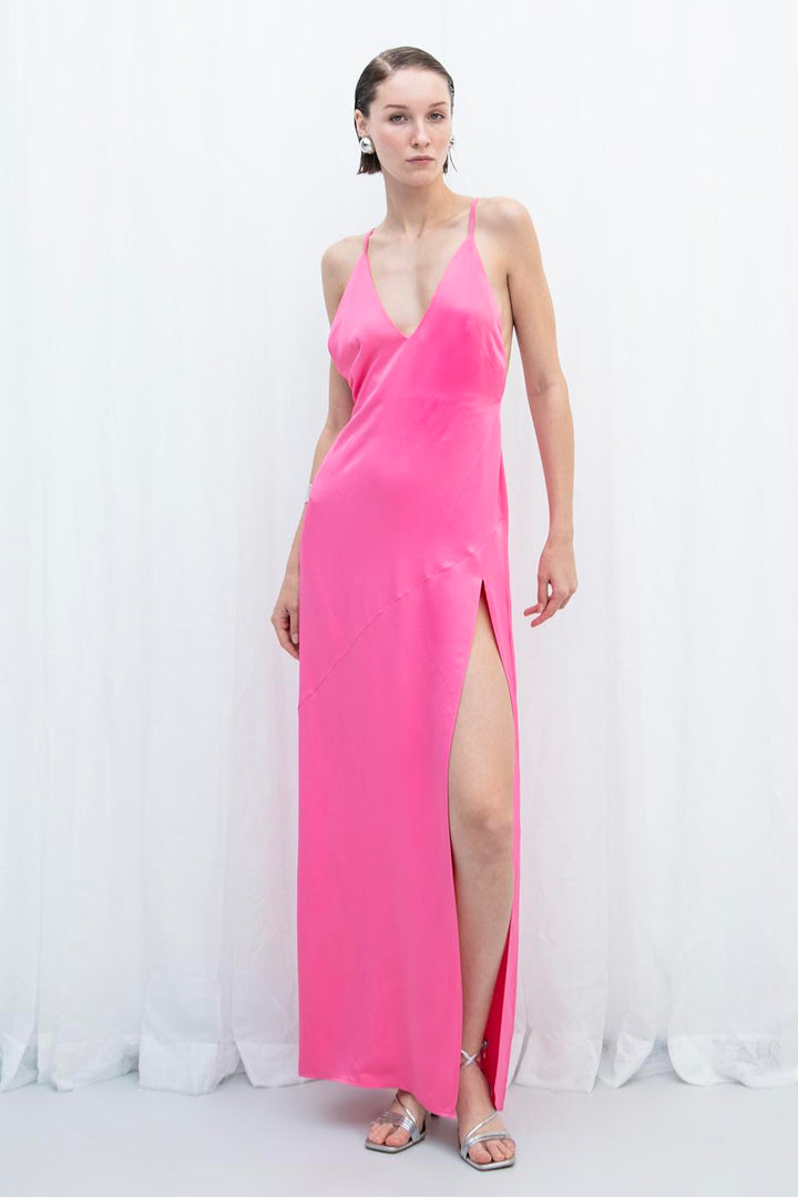 BSL Women Satin Strap Maxi Dress - Arcadia
