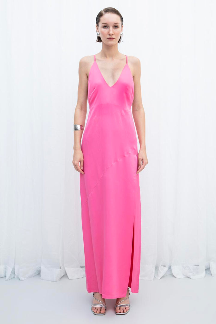 BSL Women Satin Strap Maxi Dress - Arcadia