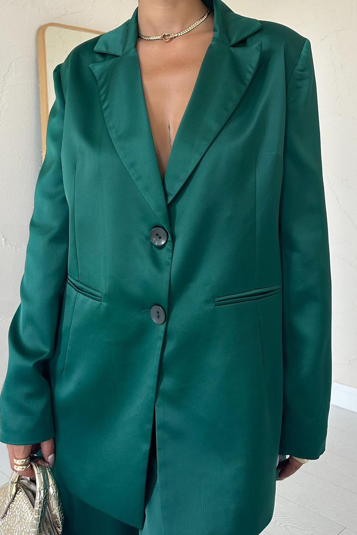 ELS Satin Jacket and Pants Suit - Emerald - Fort Collins