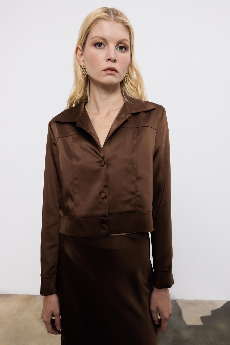 BSL Women Satin Button Detailed Shirt - Shakhtarsk