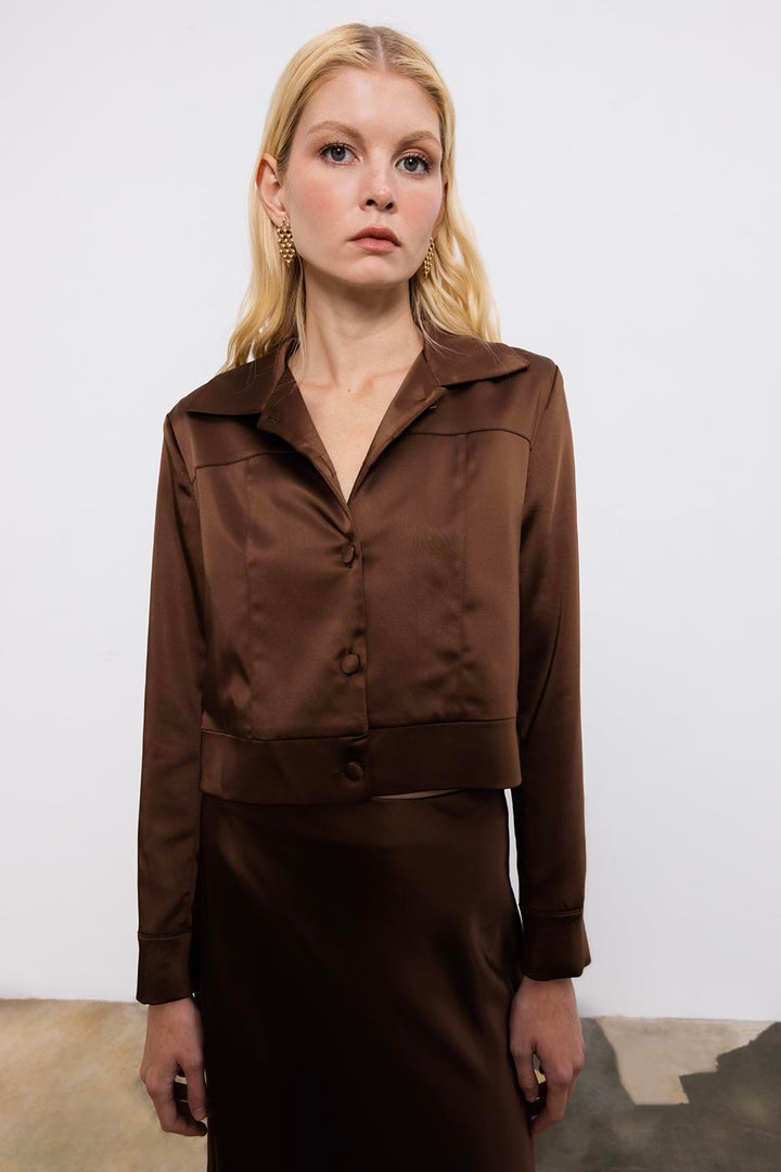 BSL Women Satin Button Detailed Shirt - Shakhtarsk