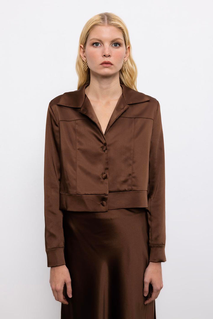 BSL Women Satin Button Detailed Shirt - Shakhtarsk