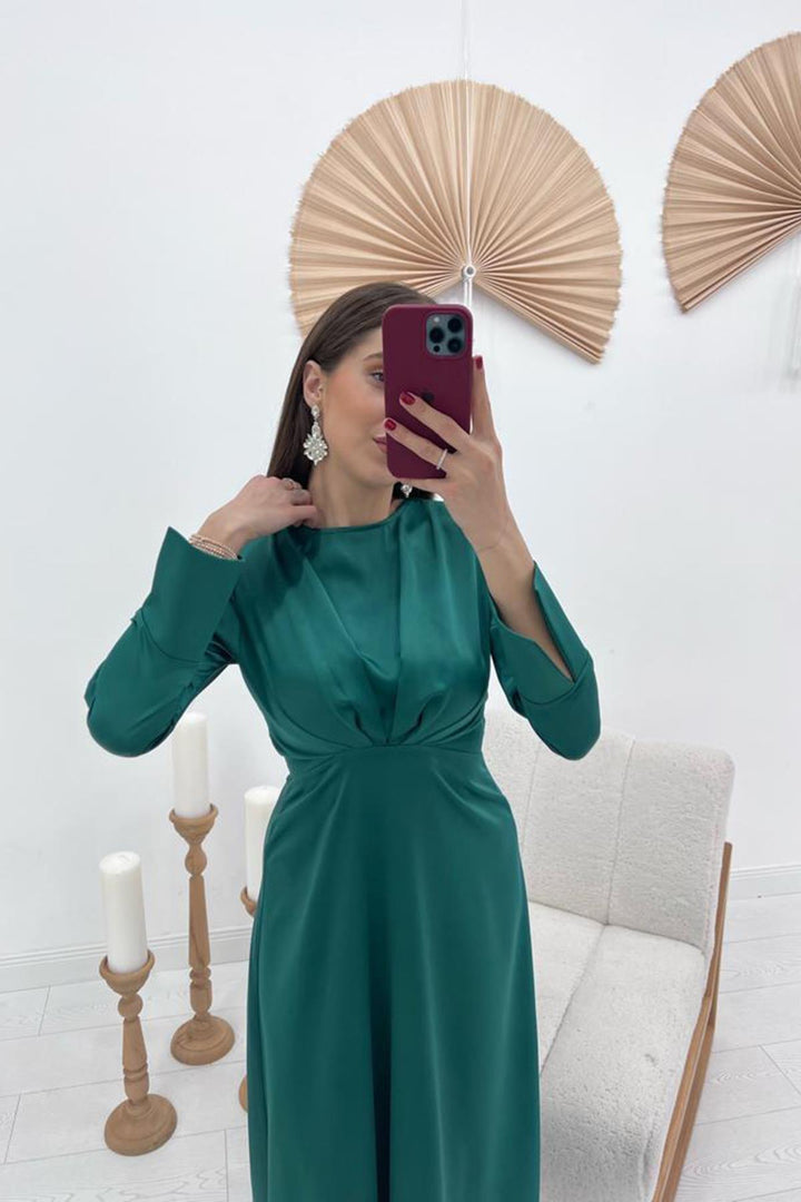 ELS Satin Long Dress - Emerald - Odessa