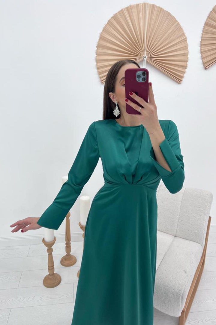 ELS Satin Long Dress - Emerald - Odessa