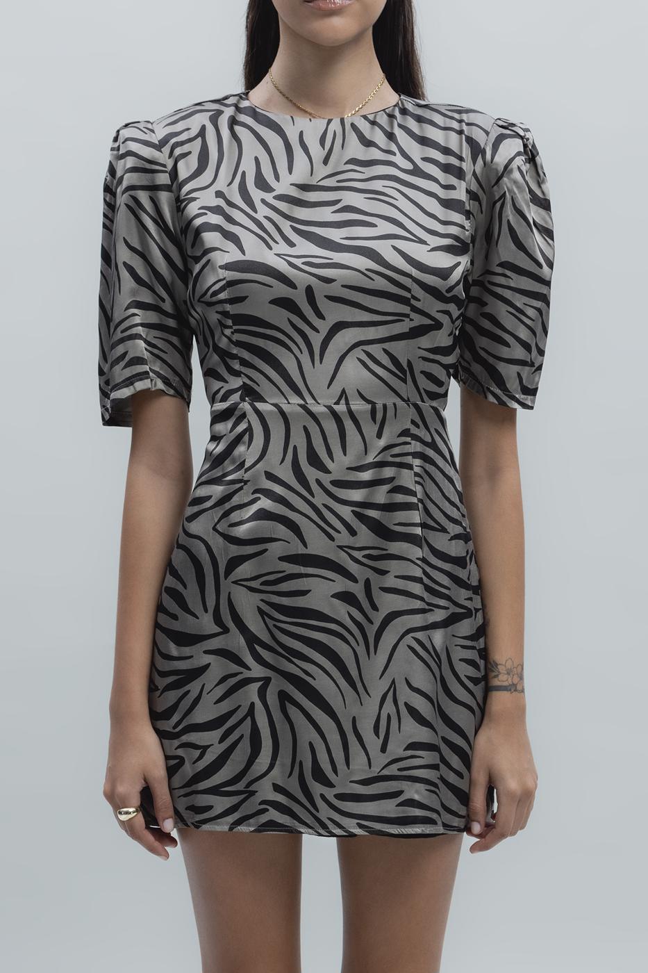 BSL Women Satin Zebra Patterned Mini Dress - Tepotzotlán