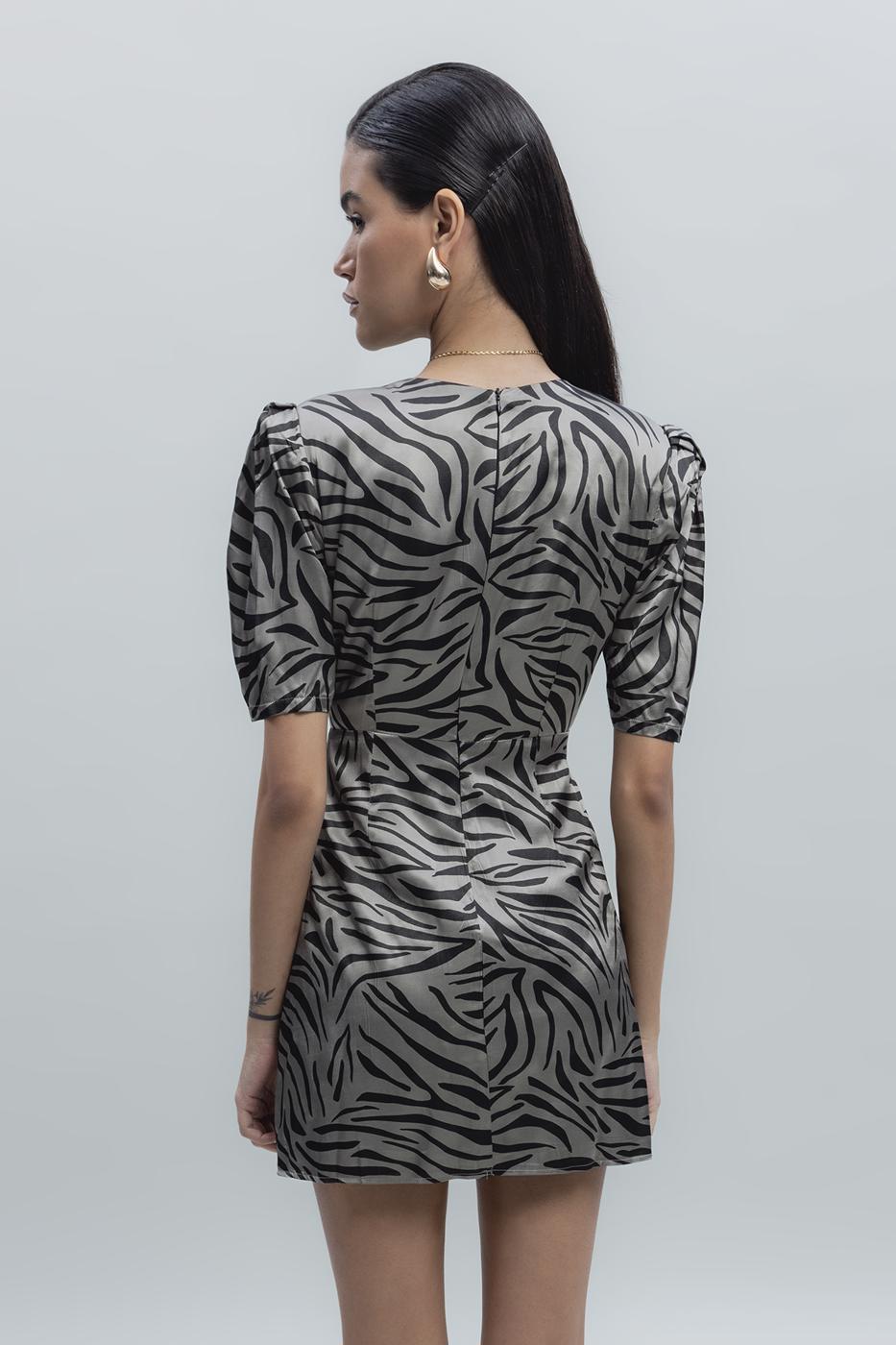 BSL Women Satin Zebra Patterned Mini Dress - Tepotzotlán