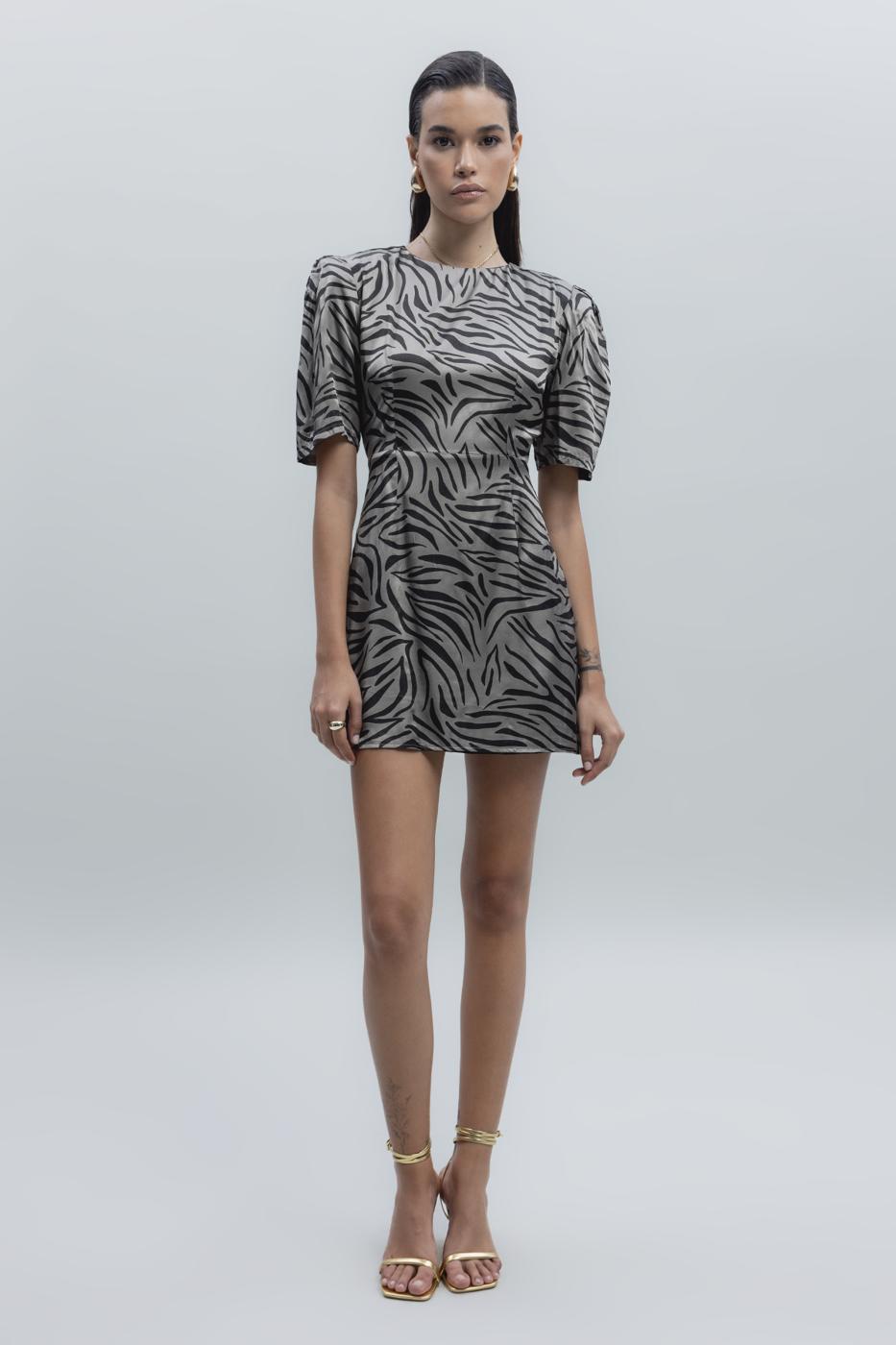 BSL Women Satin Zebra Patterned Mini Dress - Tepotzotlán