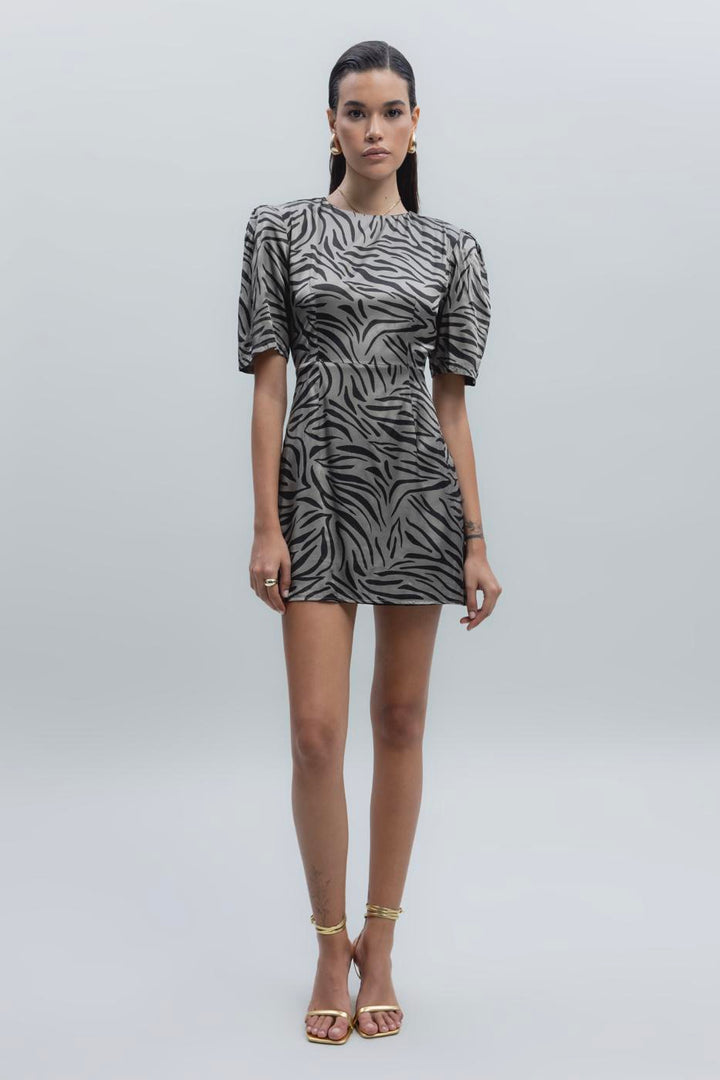BSL Women Satin Zebra Patterned Mini Dress - Tepotzotlán