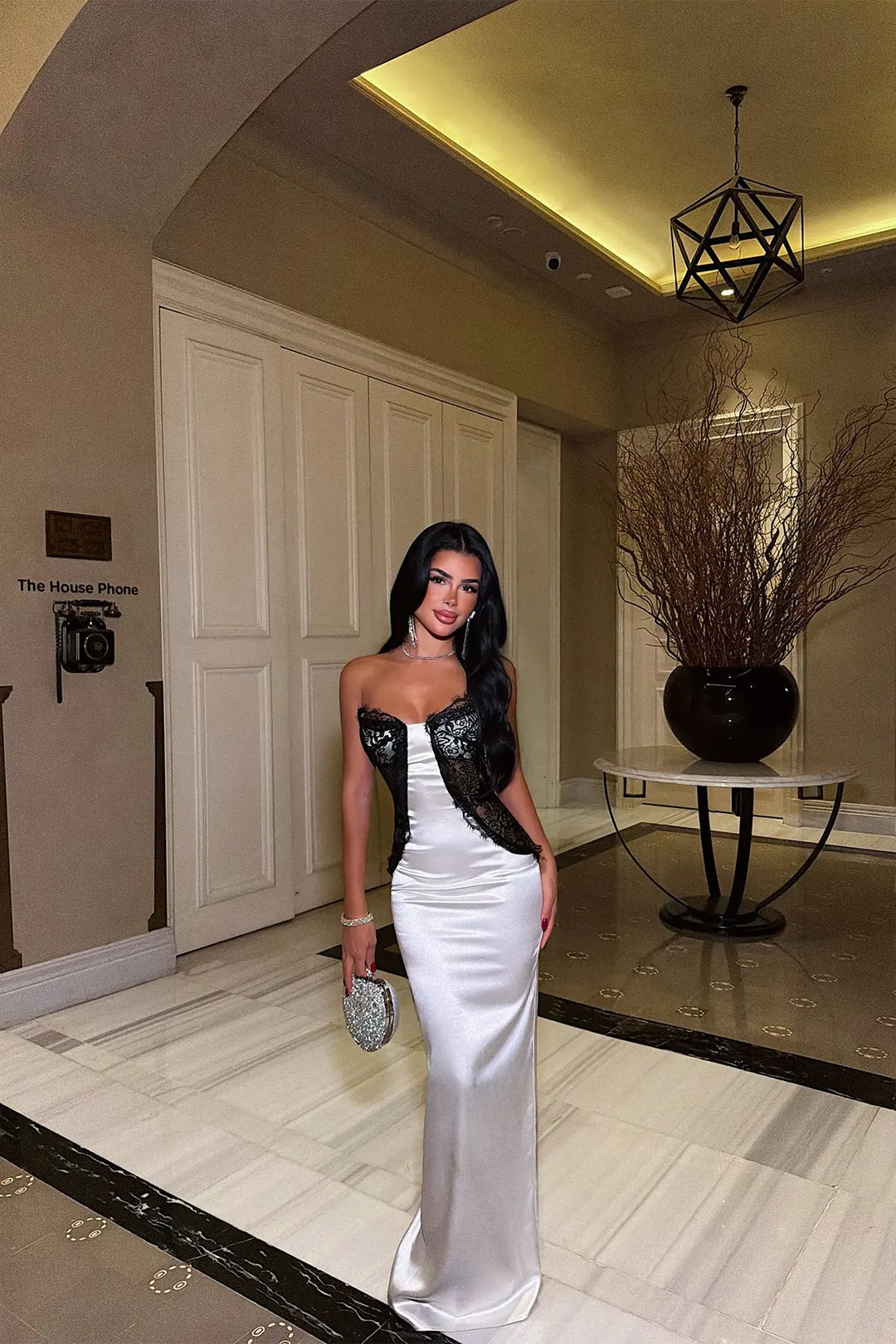 EYY Women Satin Dress with White Lace Detail - Groningen