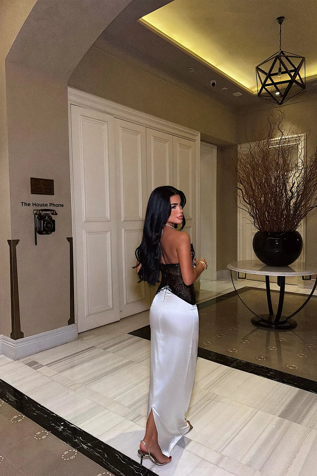 EYY Women Satin Dress with White Lace Detail - Wesley Chapel