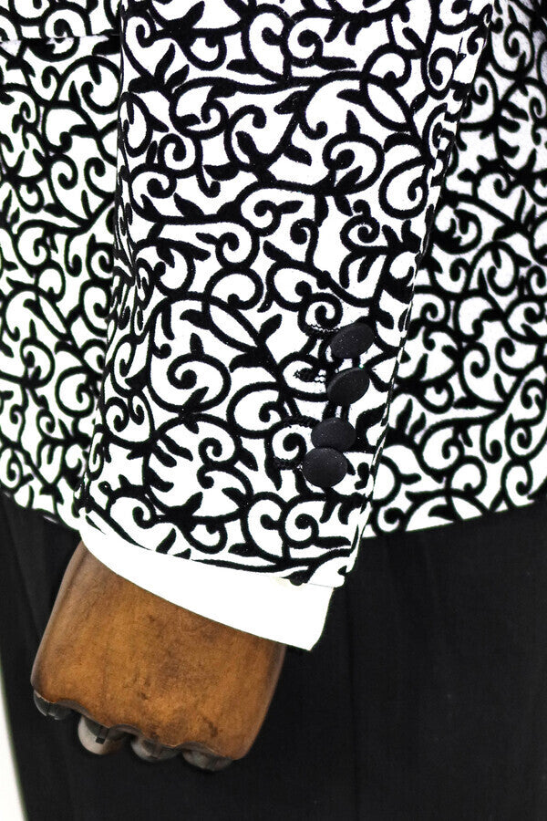 WSS Scroll Patterned White Men Prom Blazer  - Vilnius
