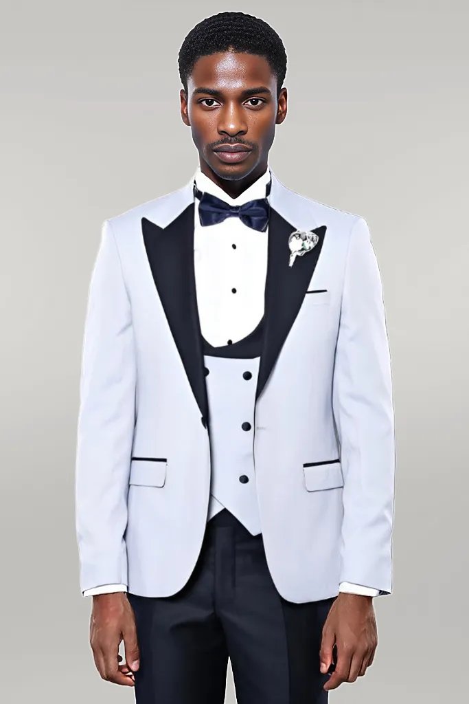 WSS Self-Patterned Baby Blue Wedding Suit  - Singen