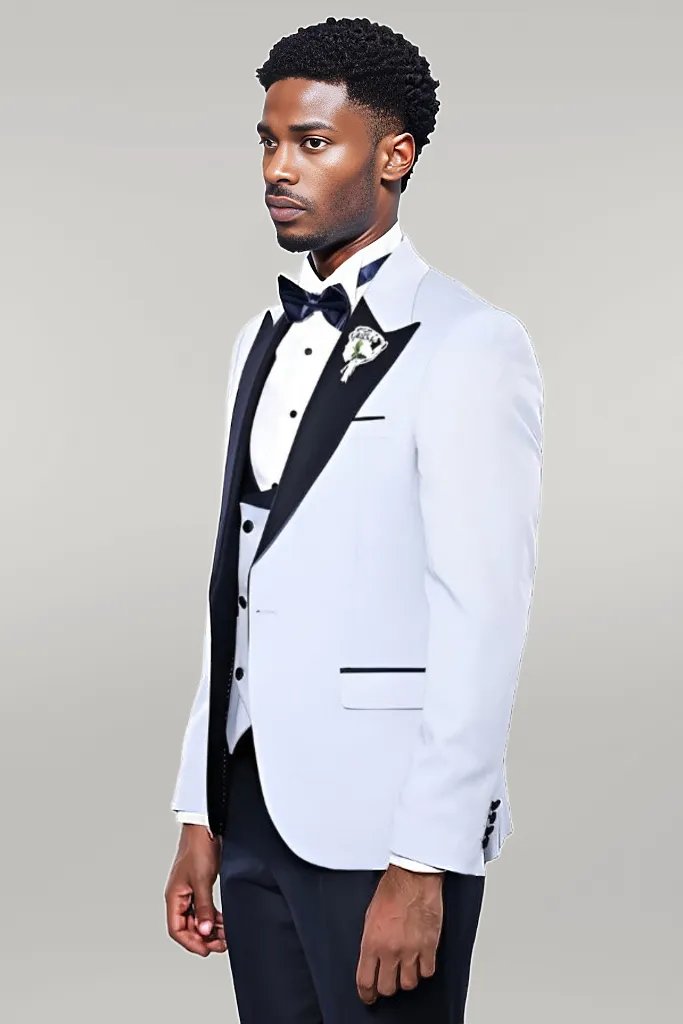 WSS Self-Patterned Baby Blue Wedding Suit  - Singen