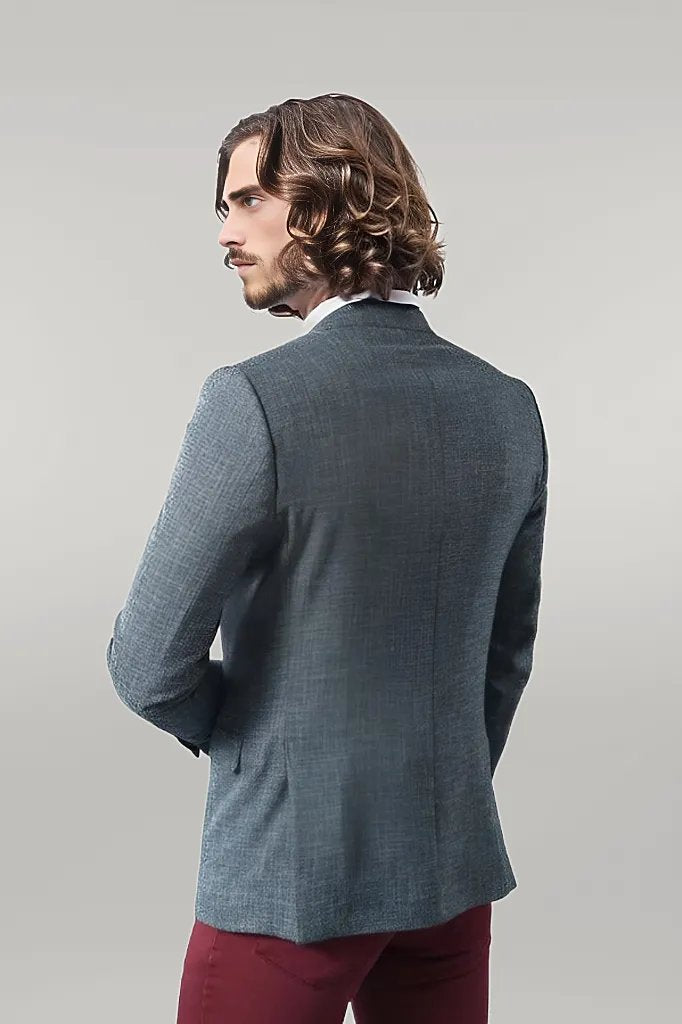 WSS Self-Patterned Green Men's Blazer  - Singen