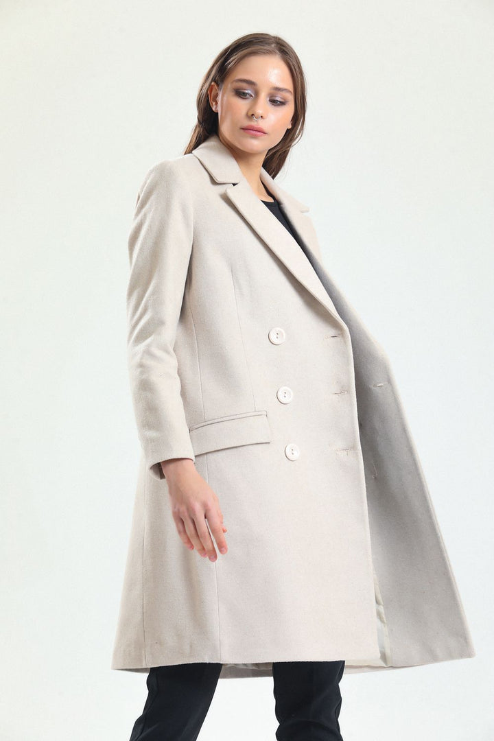 SNS Sense Plus Size Double Breasted Coat with Check Pattern - Millcreek