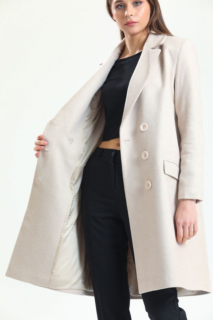 SNS Sense Plus Size Double Breasted Coat with Check Pattern - Millcreek