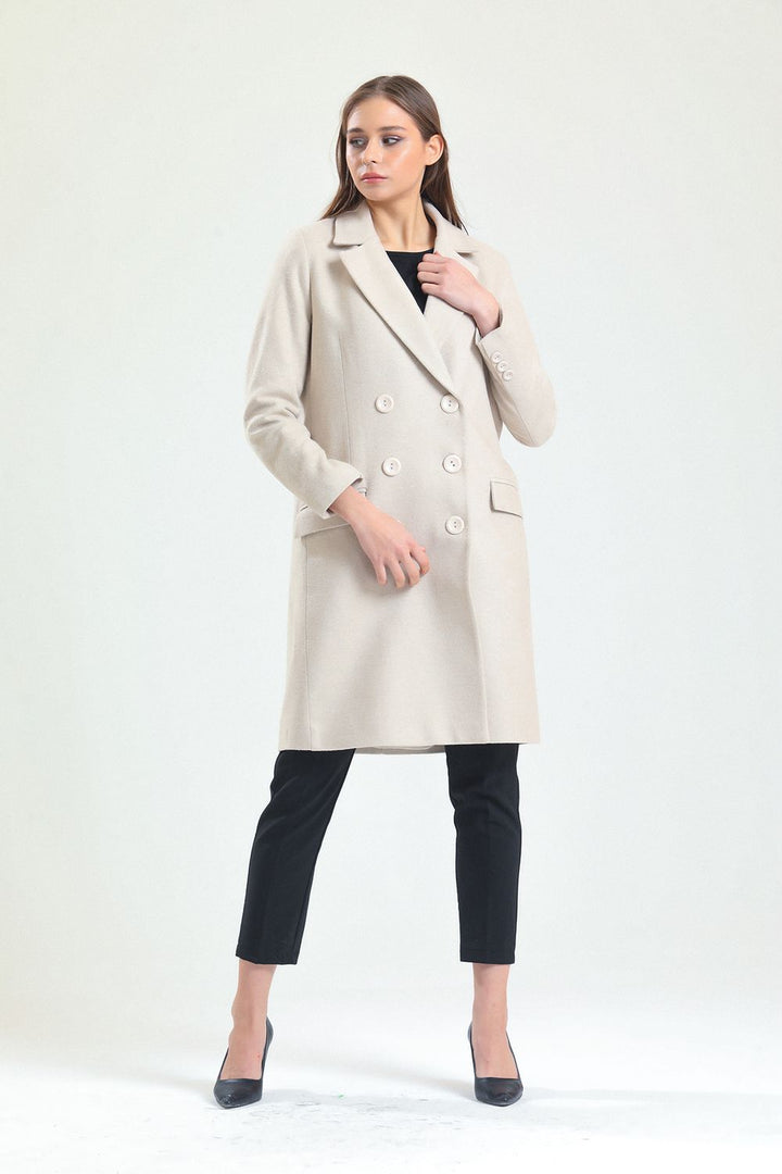 SNS Sense Plus Size Double Breasted Coat with Check Pattern - Millcreek