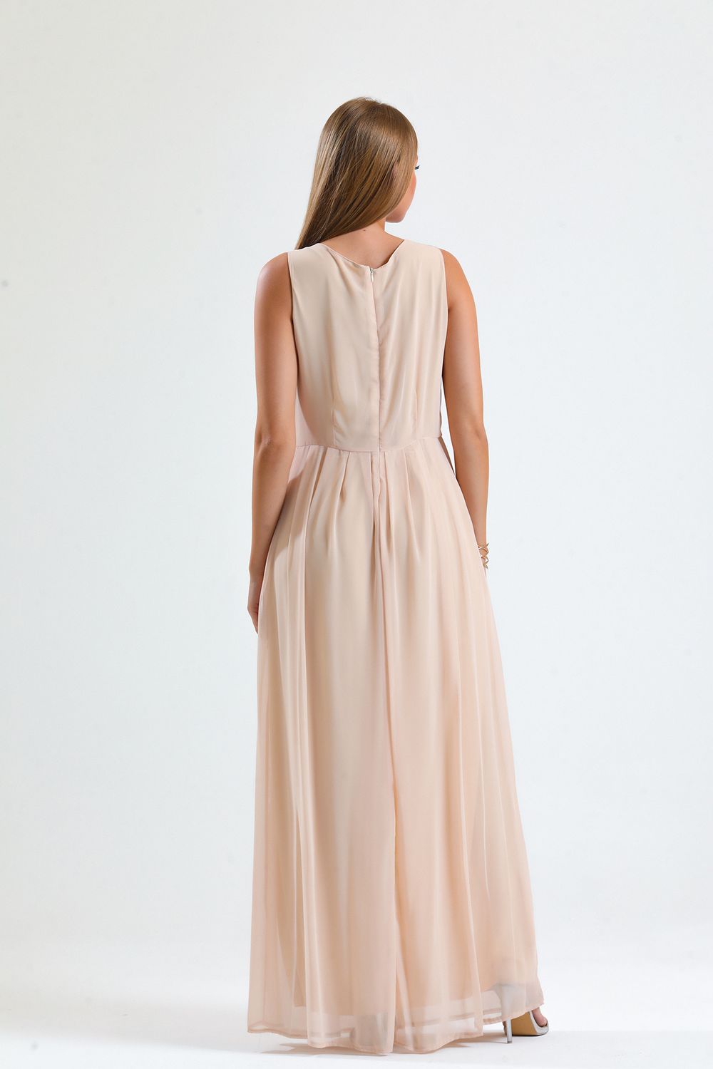 SNS Sense Plus Size Pleated Chiffon Long Dress - Granollers