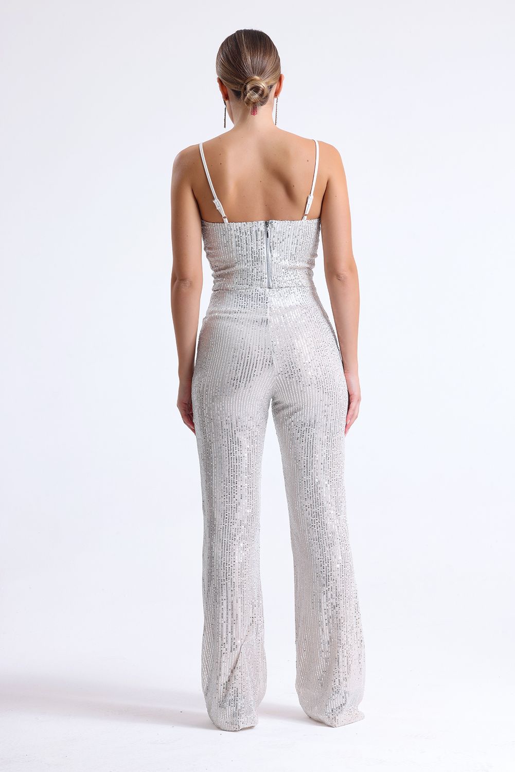SNS Sense Bej Color Elastic Waist Sequin Evening Pants - Oshkosh