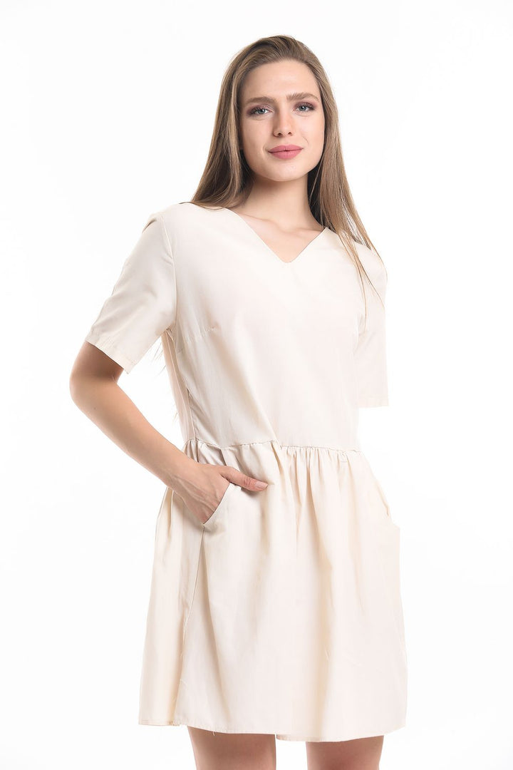 SNS Sense Beige Pocket Detailed Mini Dress - Tecámac