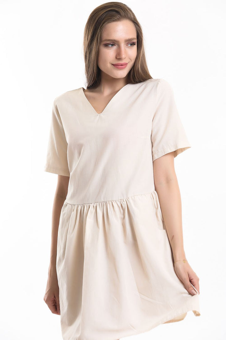 SNS Sense Beige Pocket Detailed Mini Dress - Tecámac