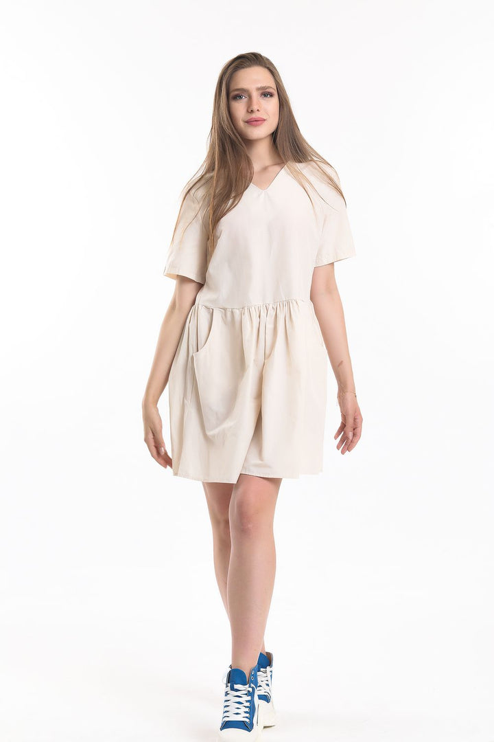 SNS Sense Beige Pocket Detailed Mini Dress - Tecámac