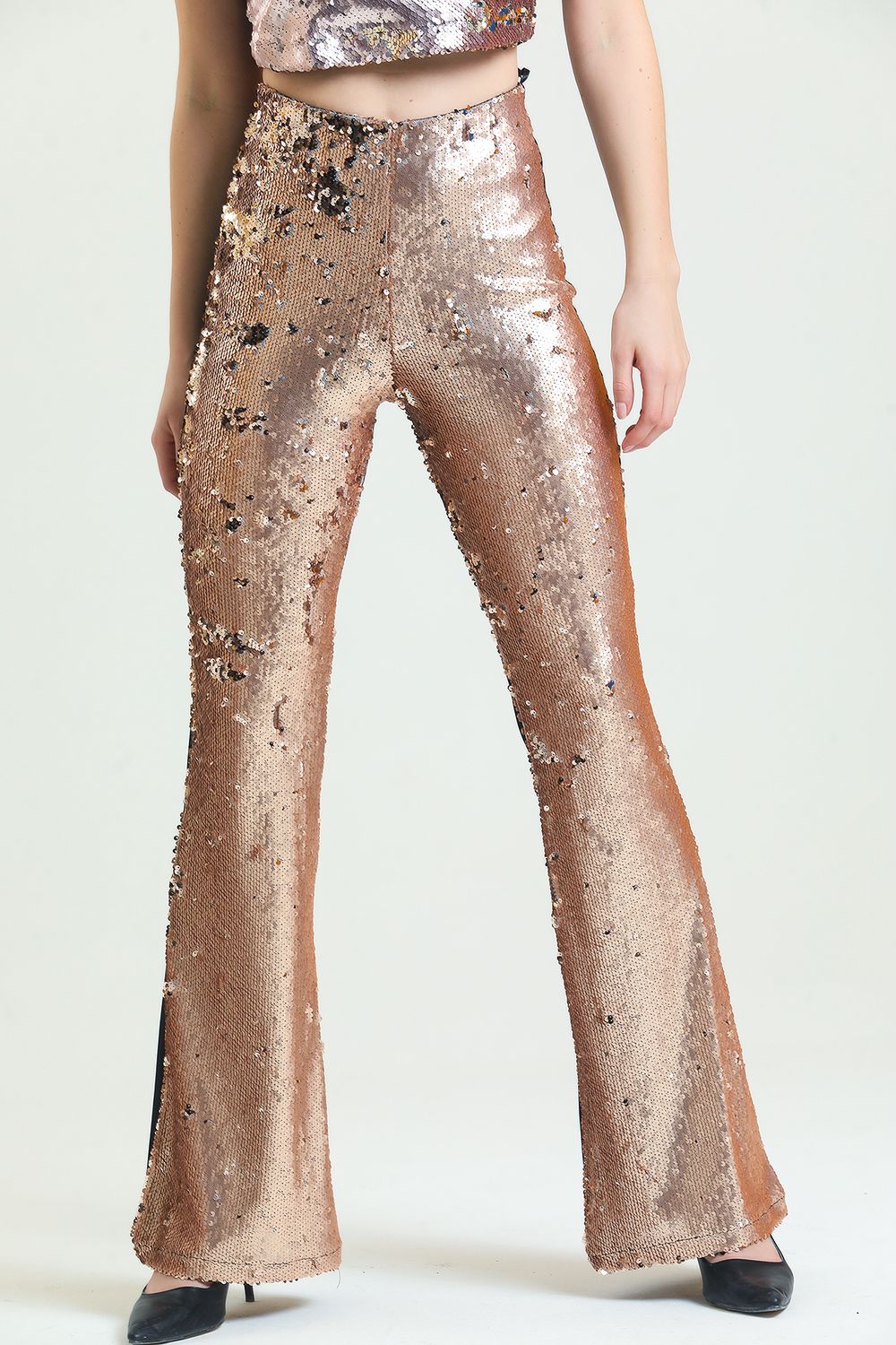 SNS Sense Bej Gold Sequined Trousers - Kaunas