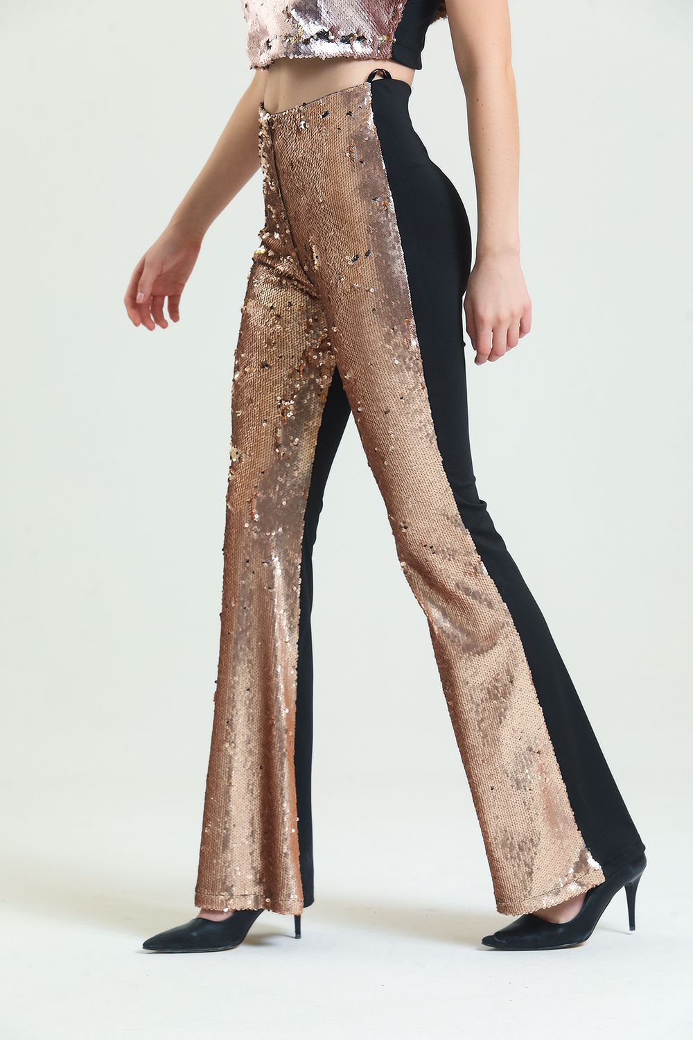 SNS Sense Bej Gold Sequined Trousers - Kaunas