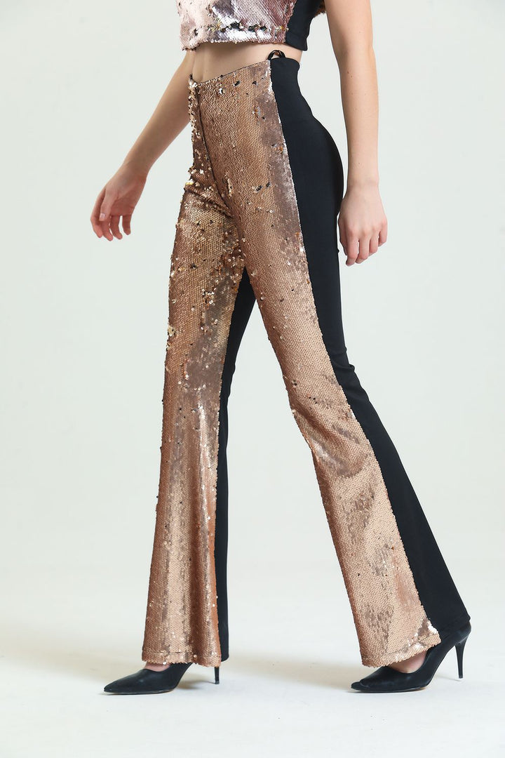 SNS Sense Bej Gold Sequined Trousers - Kaunas