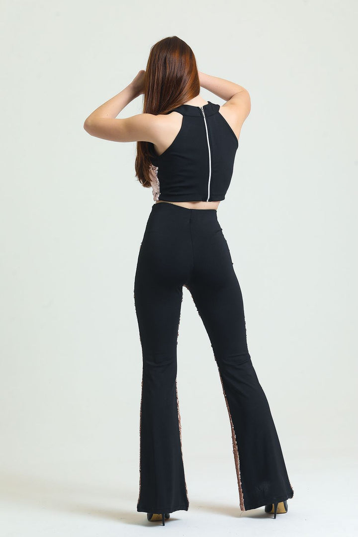 SNS Sense Bej Gold Sequined Trousers - Kaunas