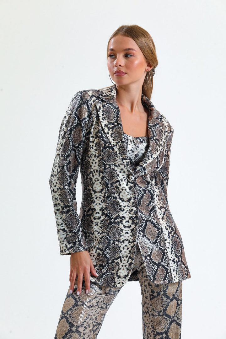 SNS Sense Bej says Black Snake. Inside Lined Evening Sequin Jacket - Rechytsa