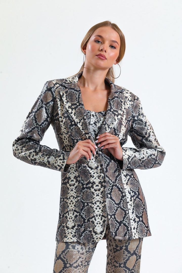 SNS Sense Bej says Black Snake. Inside Lined Evening Sequin Jacket - Rechytsa