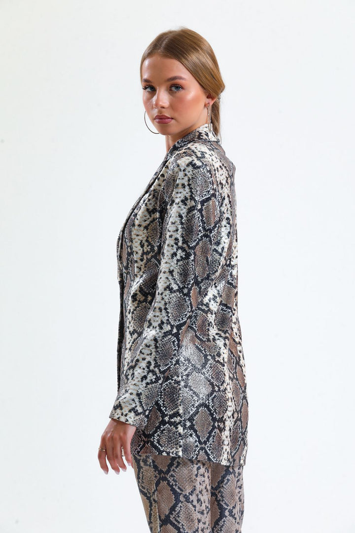 SNS Sense Bej says Black Snake. Inside Lined Evening Sequin Jacket - Rechytsa