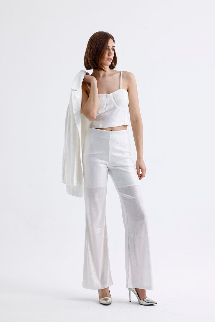 SNS Sense White Sequin Blouse - Pristina
