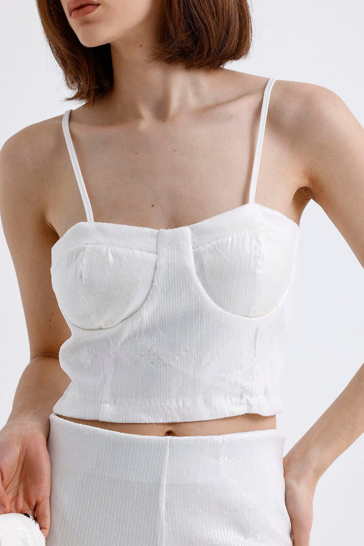 SNS Sense White Sequin Blouse - Pristina