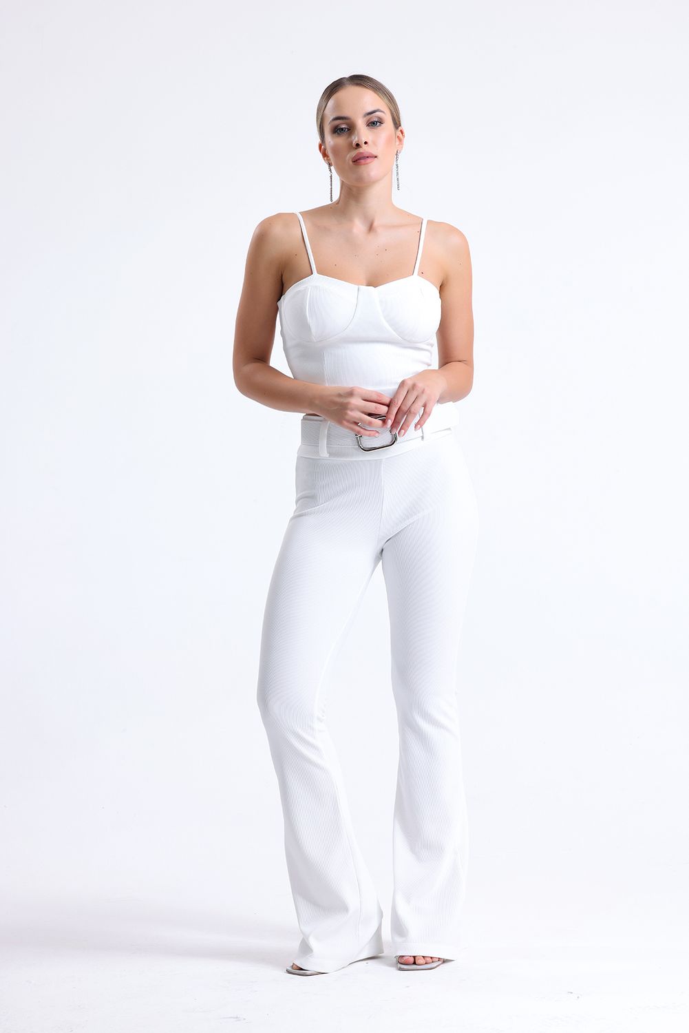 SNS Sense White Belt Detailed Ottoman Pants - Penticton