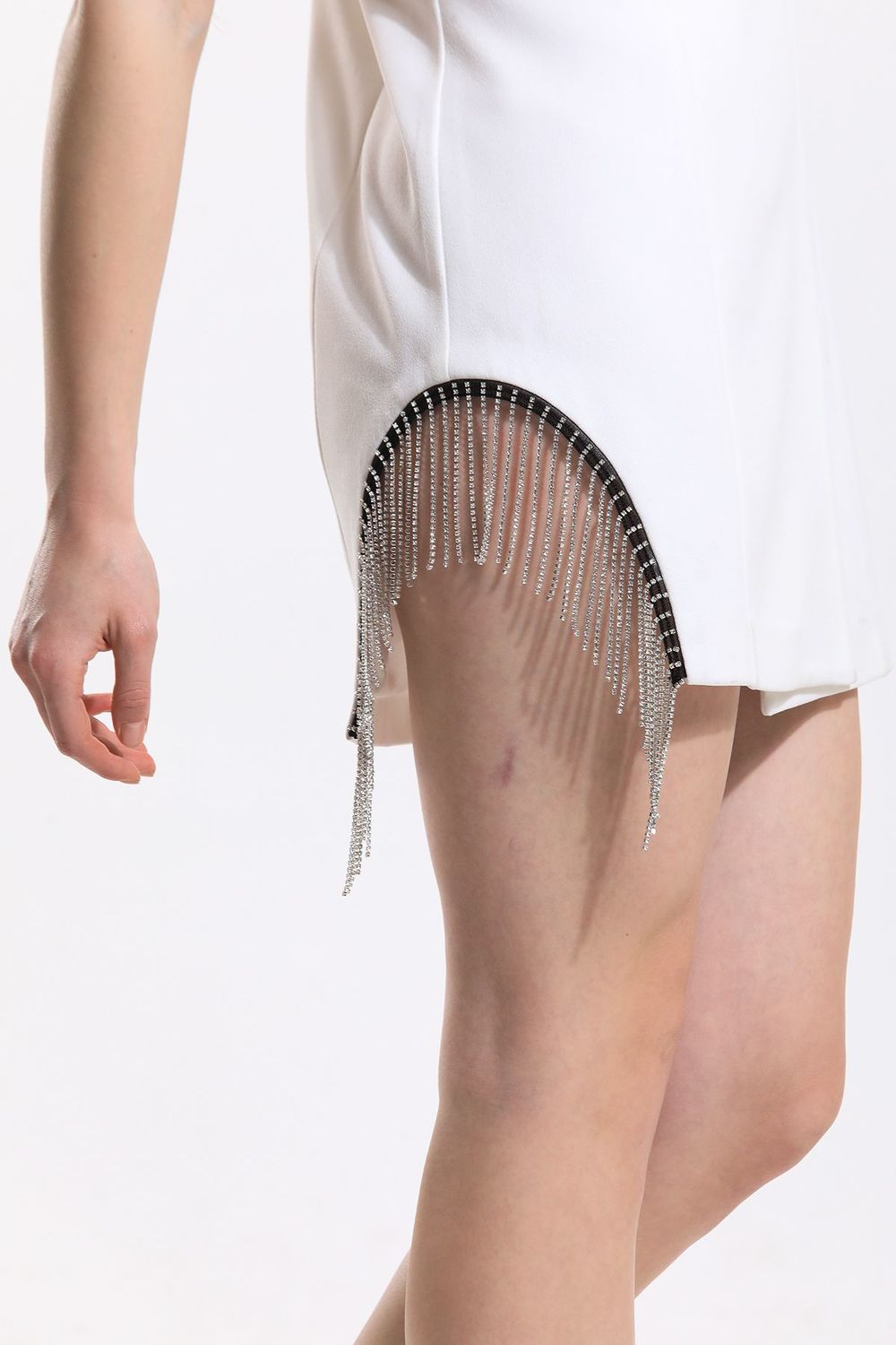 SNS Sense White Chain Detailed Lined Sleeveless Hürrem Jacket - Irákleio