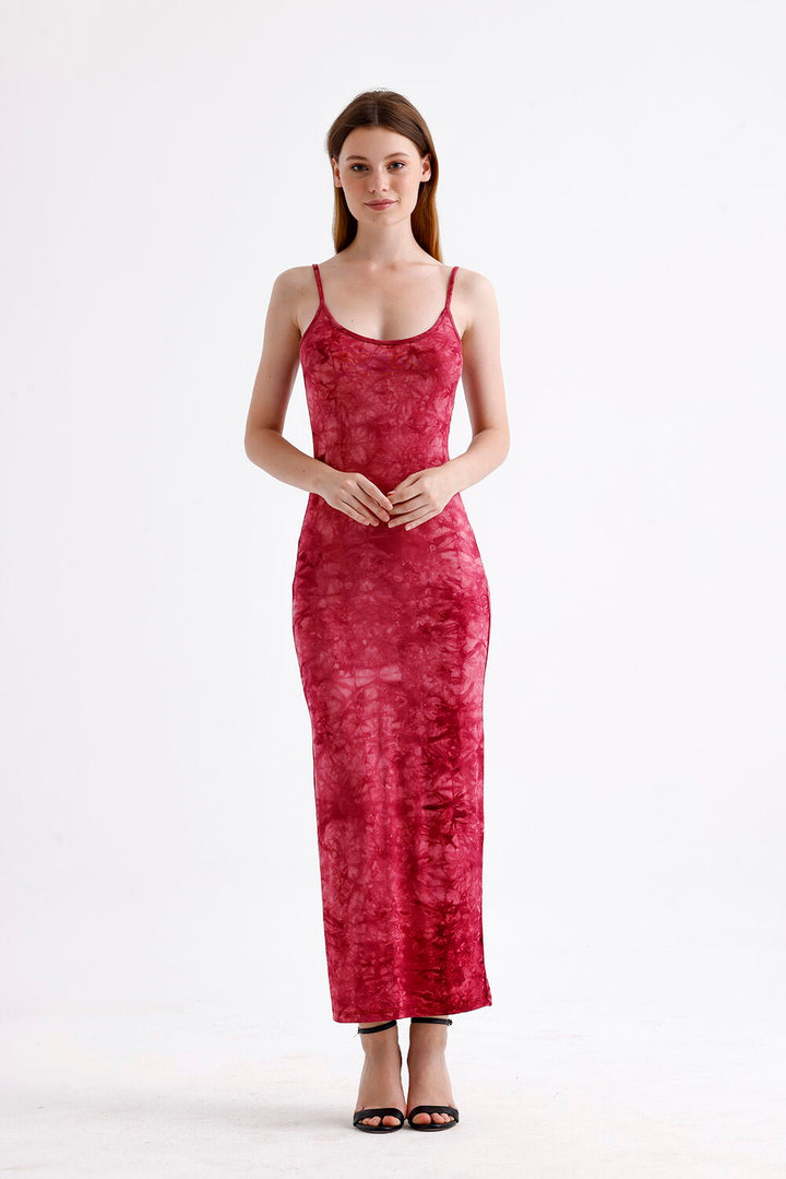SNS Sense Bordeaux Batik Slit Strap Lycra Viscose Dress - Cherkasy