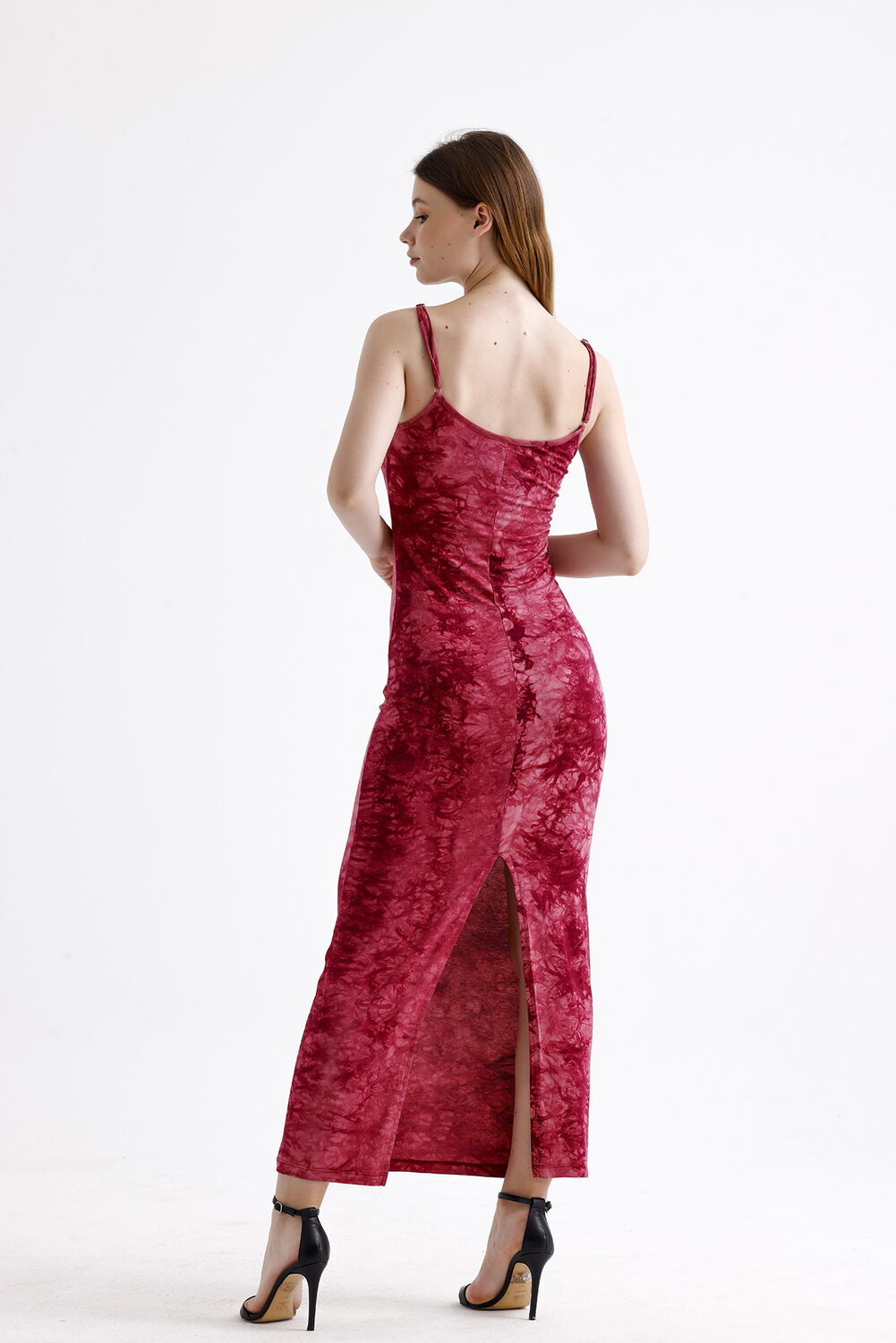 SNS Sense Bordeaux Batik Slit Strap Lycra Viscose Dress - Cherkasy