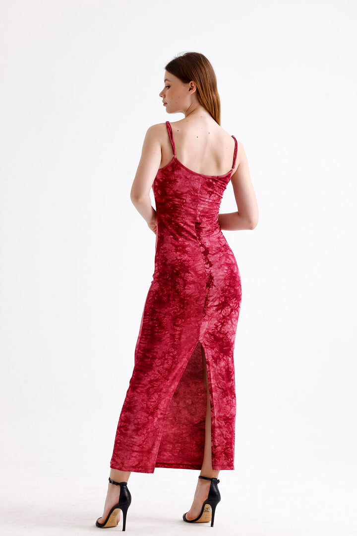 SNS Sense Bordeaux Batik Slit Strap Lycra Viscose Dress - Cherkasy