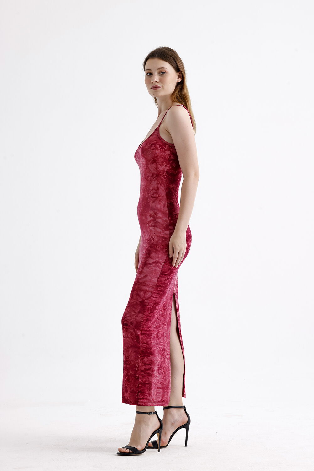 SNS Sense Bordeaux Batik Slit Strap Lycra Viscose Dress - Cherkasy