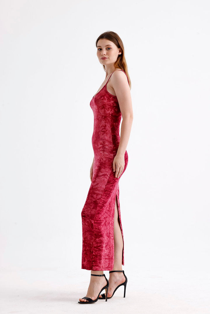 SNS Sense Bordeaux Batik Slit Strap Lycra Viscose Dress - Cherkasy