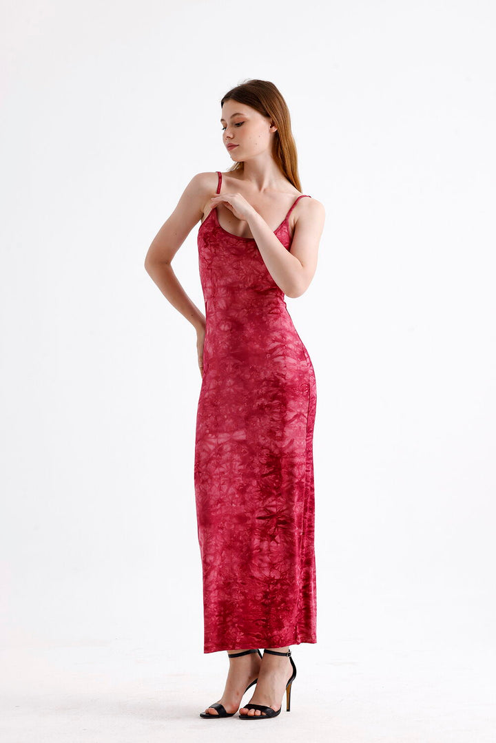 SNS Sense Bordeaux Batik Slit Strap Lycra Viscose Dress - Cherkasy