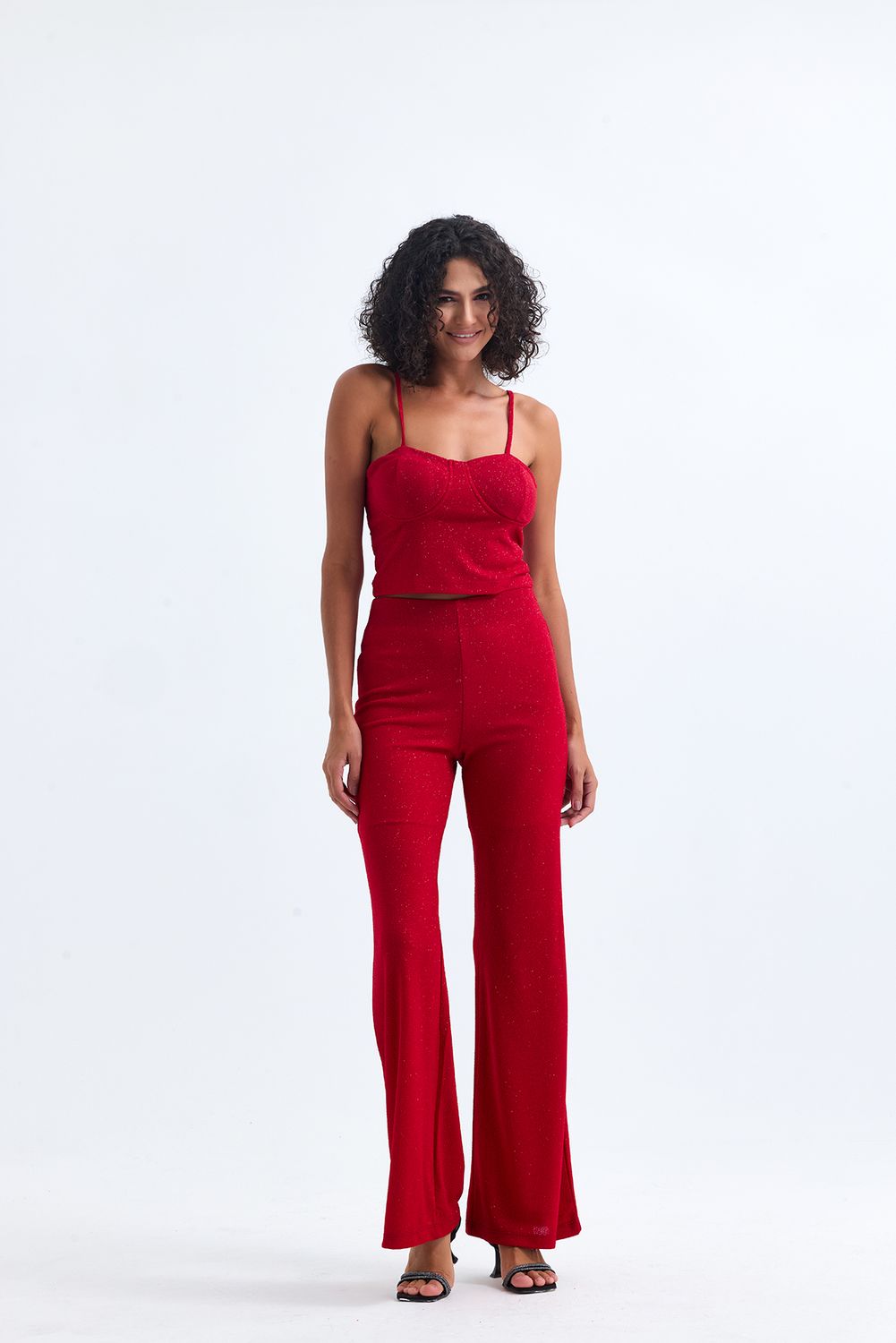 SNS Sense Bordeaux High Waisted Glittery Pukuro Evening Pants - Newnan