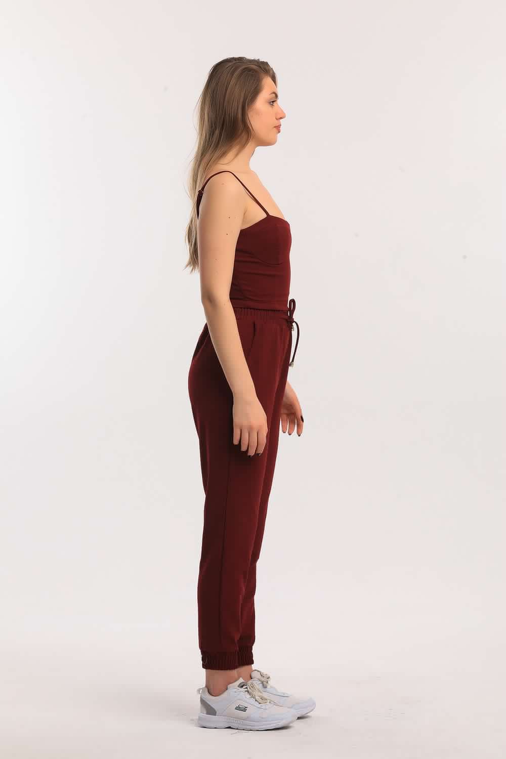 SNS Sense Bordeaux Pocketed Scuba Crepe Pants Pnt33884 - Tepotzotlán