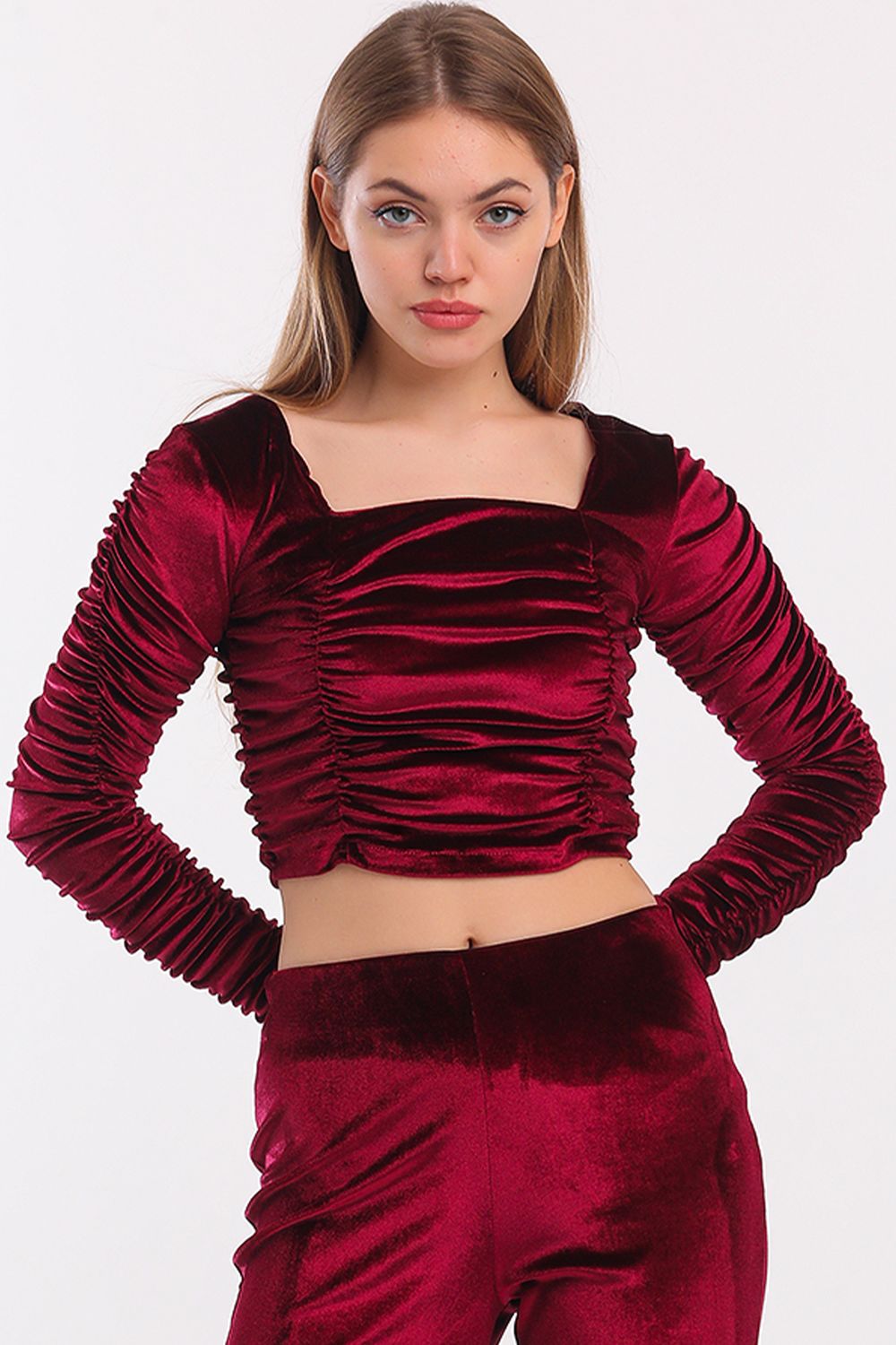 SNS Sense Bordeaux Ruched Velvet Evening Corset - Neustadt am Rübenberge